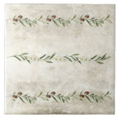 Olivenbäume und Zweige Blütenblüten Rustikal Fliese (Vorderseite)