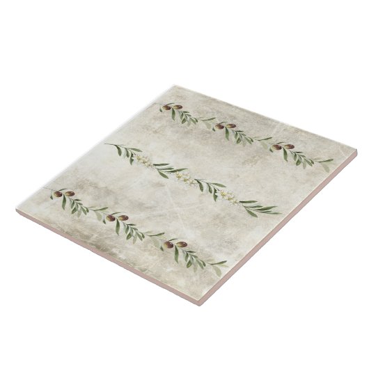 Olivenbäume und Zweige Blütenblüten Rustikal Fliese (Seite)