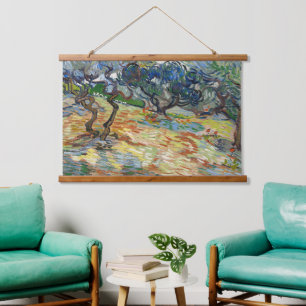 Olivenbäume von Vincent Van Gogh Wandteppich Mit Holzrahmen