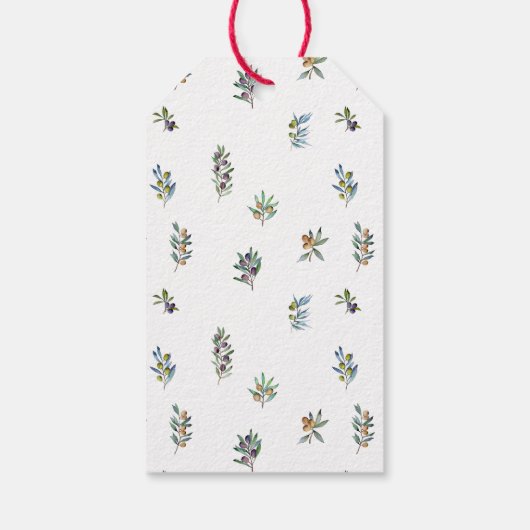 Olivenbäume Wasserfarbe Zweige Hochzeit danke Geschenkanhänger (Rückseite)