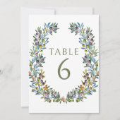 Olivenbäume Zweige boho Hochzeit Tischnummern (Vorderseite)