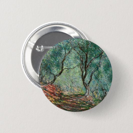 Olivenbaumholz im Moreno Gardens (von Monet) Button (Vorne & Hinten)