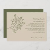 Olivenbaumzweig, rustikale und minimalistische Det Begleitkarte (Vorne/Hinten)