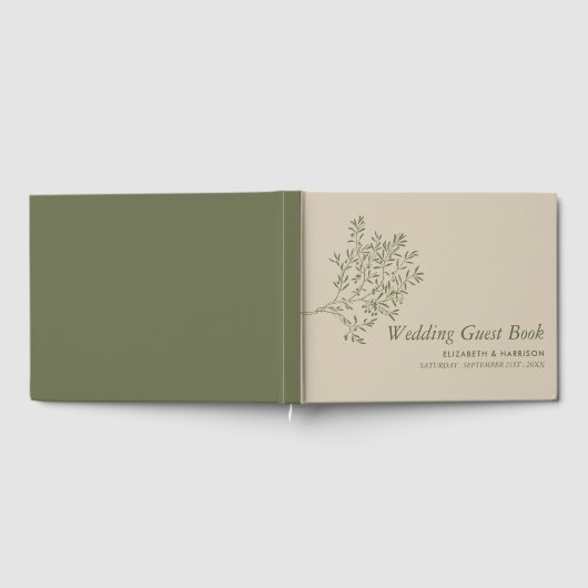 Olivenbaumzweig, rustikale und minimalistische Hoc Gästebuch (Voll)