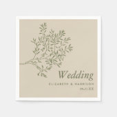 Olivenbaumzweig, rustikale und minimalistische Hoc Serviette (Vorderseite)