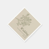 Olivenbaumzweig, rustikale und minimalistische Hoc Serviette (Ecke)
