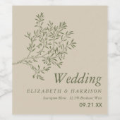 Olivenbaumzweig, rustikale und minimalistische Hoc Weinetikett (Einzelnes Label)