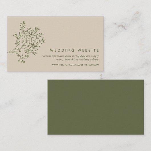 Olivenbaumzweig, Rustikale Website und Website für Begleitkarte (Vorne/Hinten)