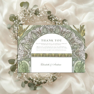 Olivenblatt-Bogen Art Nouveau Hochzeit Dankeskarte