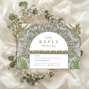 Olivenblatt-Bogen Art Nouveau Hochzeit RSVP Karte