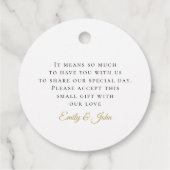 Olivenblatt/Script/Namen/Nachricht/Hochzeit, danke Geschenkanhänger (Rückseite)