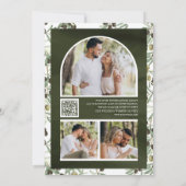 Olivenblätter-Foto-Collage-QR-Code-Hochzeit Save The Date (Rückseite)