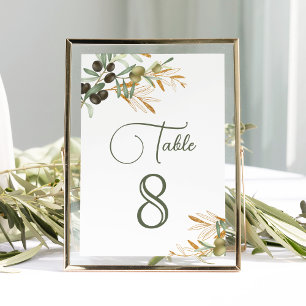 Olivenblätter Gold Zweig Hochzeit Tischnummer
