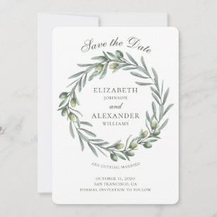 Olivenblätter Kranz. Italienische Hochzeit Save-th Einladung