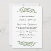 Olivenblätter Zweig QR-Code Hochzeit Einladung (Vorderseite)