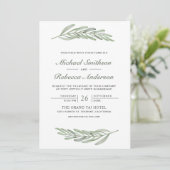 Olivenblätter Zweig QR-Code Hochzeit Einladung (Stehend Vorderseite)