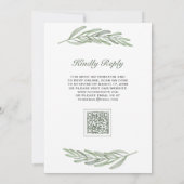Olivenblätter Zweig QR-Code Hochzeit Einladung (Rückseite)