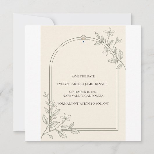 Olivenbotanische Save-the-Date-Karte Save The Date (Vorderseite)
