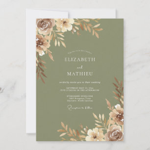 Olivenbraun Laub Eukalyptus Hochzeit Einladung
