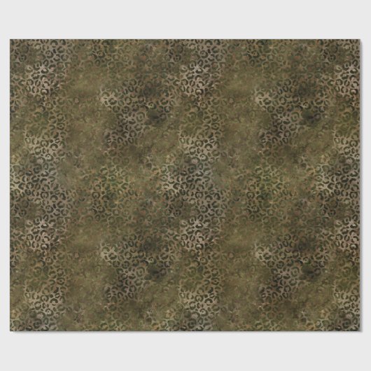 Olivenbraun-Leopard-Druck Geschenkpapier (Flach)