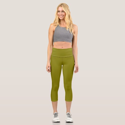Olivenfarbe Capri Leggings (Vorderseite)