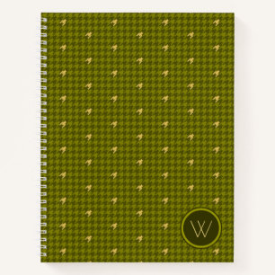 Olivenfarbener Houndstooth-Notizblock mit goldenen Notizblock