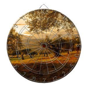 Olivengärten Sonnenuntergang im Herbst Dartscheibe