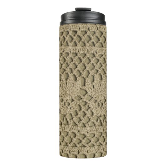 Olivengrün, handgefertigt auf Olivenboden Thermosbecher (Vorderseite)