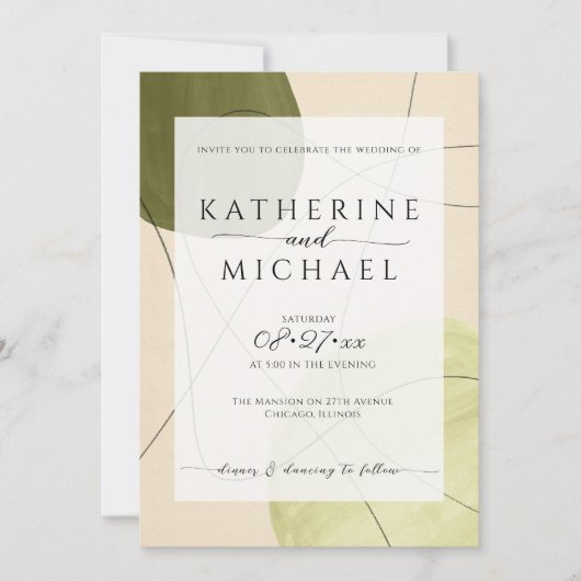 Olivengrün | Hochzeit Einladung (Vorderseite)