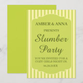 OLIVENGRÜNE PERSONALISIERTE NAME SCHLUMMERPARTY EINLADUNG (Vorne/Hinten)