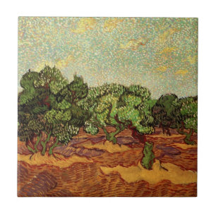 Olivenhain, blauer Himmel von Vincent van Gogh Fliese