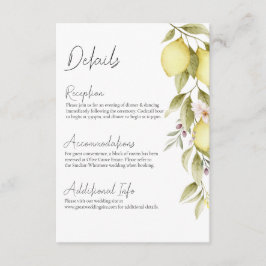 Olivenhain-Hochzeits-Detailkarte Begleitkarte