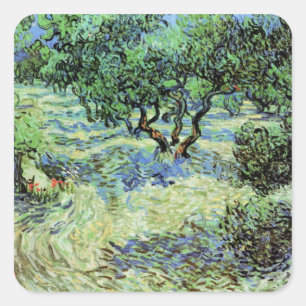Olivenhain von Vincent van Gogh Quadratischer Aufkleber