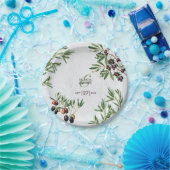 Olivenhaine Blätter Griechische Insel Hochzeit im  Pappteller (Party)