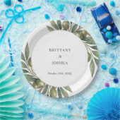 Olivenhaine Blätter Mittelmeer Rustikale Hochzeit Pappteller (Party)