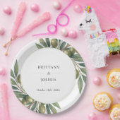 Olivenhaine Blätter Mittelmeer Rustikale Hochzeit Pappteller (Party)