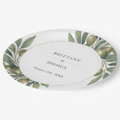 Olivenhaine Blätter Mittelmeer Rustikale Hochzeit Pappteller (Schrägansicht)