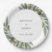 Olivenhaine Blätter Mittelmeer Rustikale Hochzeit Pappteller (Vorderseite)