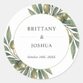 Olivenhaine Blätter Mittelmeer Rustikale Hochzeit Runder Aufkleber (Vorderseite)