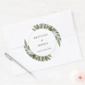 Olivenhaine Blätter Mittelmeer Rustikale Hochzeit Runder Aufkleber (Umschlag)