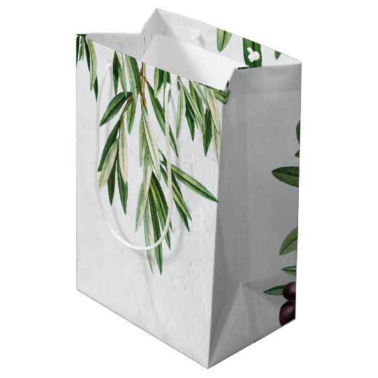 Olivenhaine Blätter Mittelmeerinsel Griechenland Mittlere Geschenktüte (Rückseite Schrägansicht)