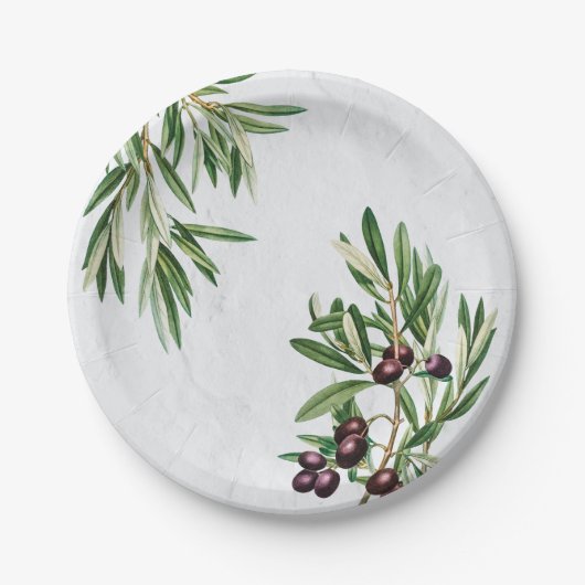 Olivenhaine Blätter Mittelmeerinsel Griechenland Pappteller (Vorderseite)