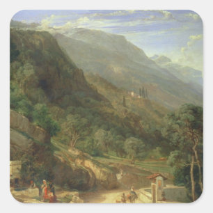Olivenhaine in Varenna, Comer See, Italien, 1861 ( Quadratischer Aufkleber