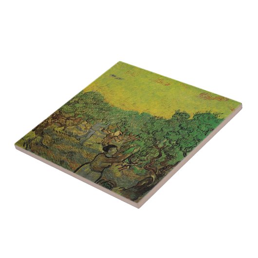 Olivenhaine mit Pickfiguren, Vincent van Gogh Fliese (Seite)