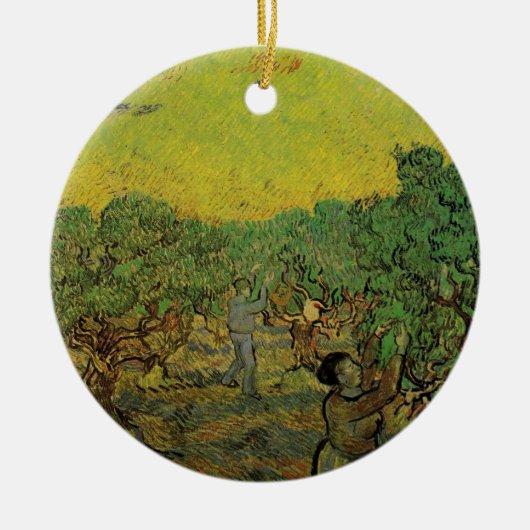 Olivenhaine mit Pickfiguren, Vincent van Gogh Keramik Ornament (Vorne)