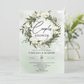 Olivenhaine Weiße Rosen Paare Dusche Einladung (Stehend Vorderseite)