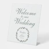 Olivenkranz Herzlich willkommen bei unserer Hochze Sockelschild (Vorderseite)