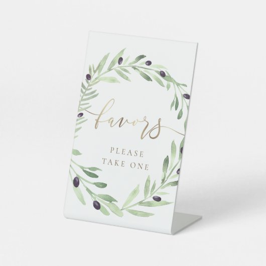 Olivenkranz in Aquarellfarbe begünstigt Schild (Vorderseite)