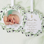 Olivenkranz Taufe danke Ornament Karte<br><div class="desc">Taufe danke Papierschmuck</div>