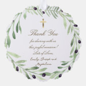 Olivenkranz Taufe danke Ornament Karte (Rückseite)